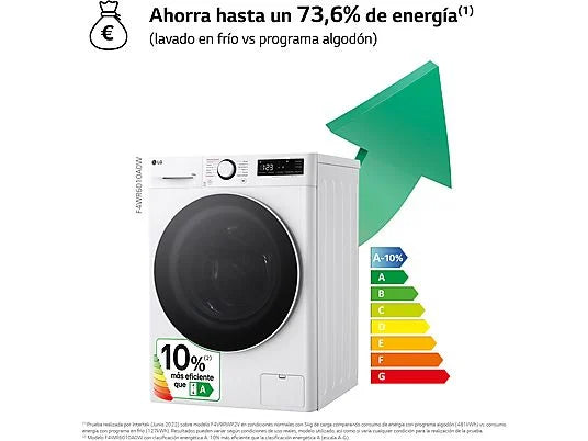 Lavadora LG F4WR6010A0W Serie 600 - 10 kg, 1400 rpm, Clase A, AI Direct Drive™, Blanco