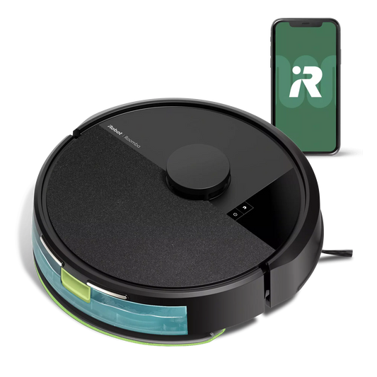 Robot Aspirador y Fregasuelos Roomba® 105 Combo - Navegación LiDAR, Detección de Alfombras, 2 en 1, App, Negro