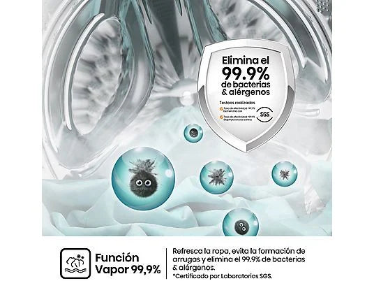 Lavadora Hisense WF1Q8041BW - 8 kg, 1400 rpm, Eficiencia A-20%, Motor Inverter, Vapor, Blanco