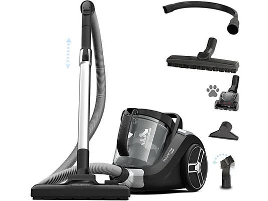 Aspirador sin bolsa Rowenta Compact Power XXL RO4B75 - 900W, 2.5L, Kit Especial Mascotas, Filtrado HEPA, Negro