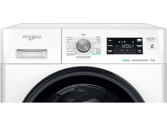Lavadora Whirlpool FFB 9489 BV SPT - 9 kg, 1400 rpm, Clase A, 6th SENSE, Inverter, Blanco