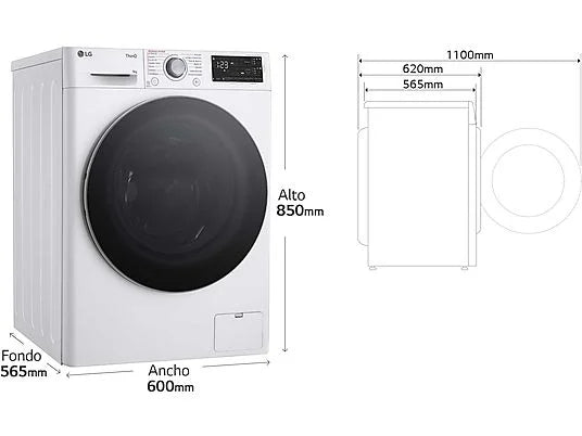 Lavadora LG F4WR5509A1W Serie 550 - 9 kg, 1400 rpm, AI Direct Drive™, Autodosificador, Blanco