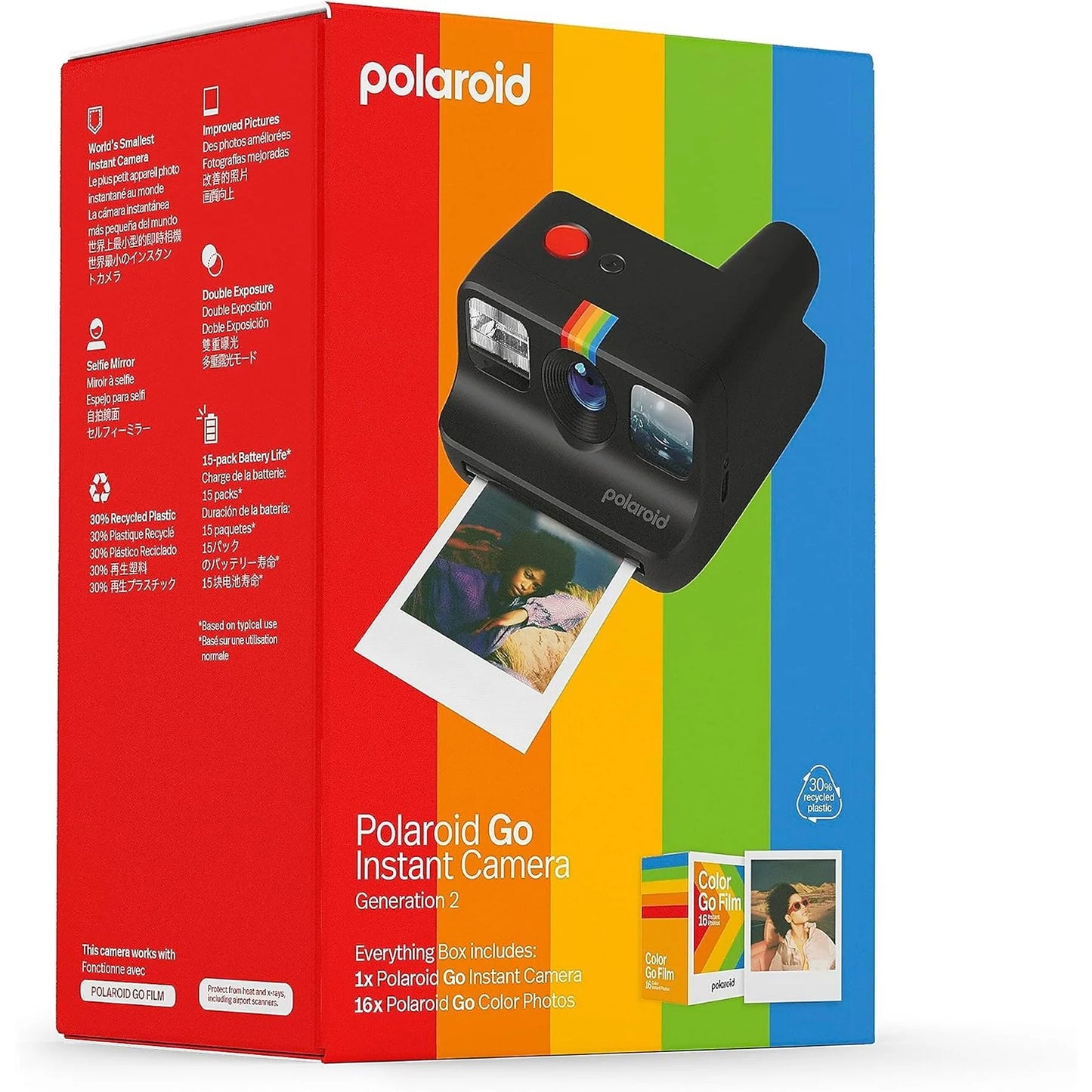 Polaroid Go Gen 2 - Cámara instantánea compacta, Negra con flash integrado y distancia focal de 51.1 mm