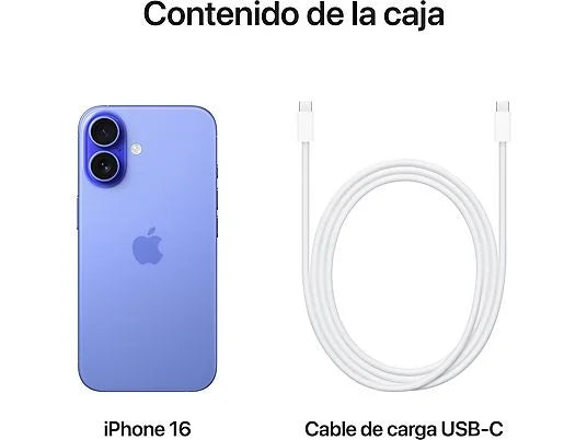 Apple iPhone 16 (128 GB) en Azul Ultramar con 5G, pantalla 6.1" Super Retina XDR, y Chip A18 Bionic