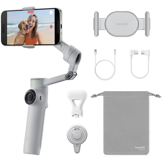 Insta360 Flow 2 Pro Creator Kit - Gimbal para Smartphone con IA, 10h Autonomía, Deep Track 4.0, Gris