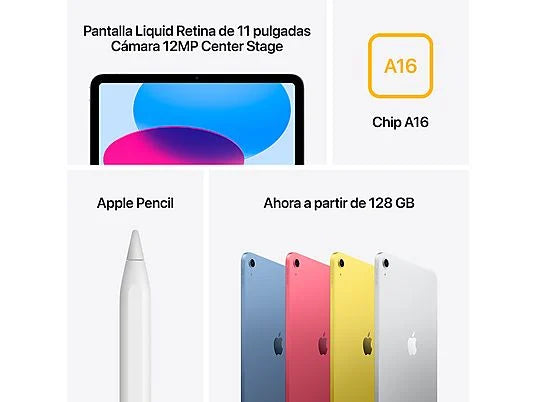 Apple iPad (11.ª generación) - 10.9" Retina, 256 GB, Wi-Fi, Chip A16 Bionic, plata