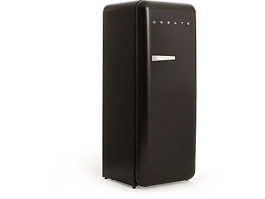 Frigorífico Retro CREATE 281L - 160 cm Alto, Una Puerta, Congelador, Estilo Años 50, Negro