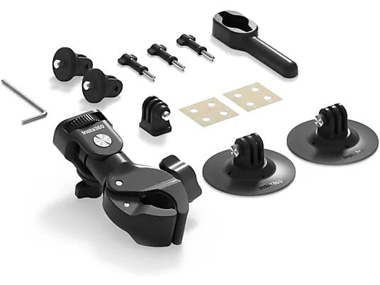 Kit de Montaje en Moto Insta360 - CINSAAVY, Incluye Abrazadera y Adhesivos Flexibles, Negro