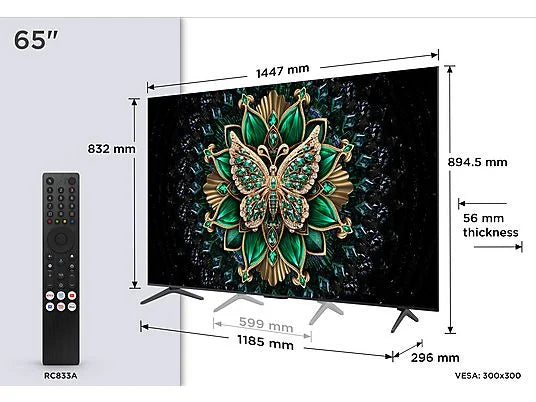 TCL 65C6K - Televisor Mini LED 65" UHD 4K, Google TV, AiPQ Pro, Negro