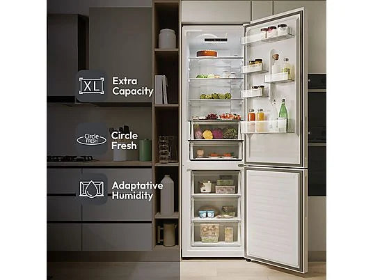 Frigorífico Combi Candy CNCQ2T620DW - 409L, 205 cm Alto, No Frost, Circle Fresh, Blanco