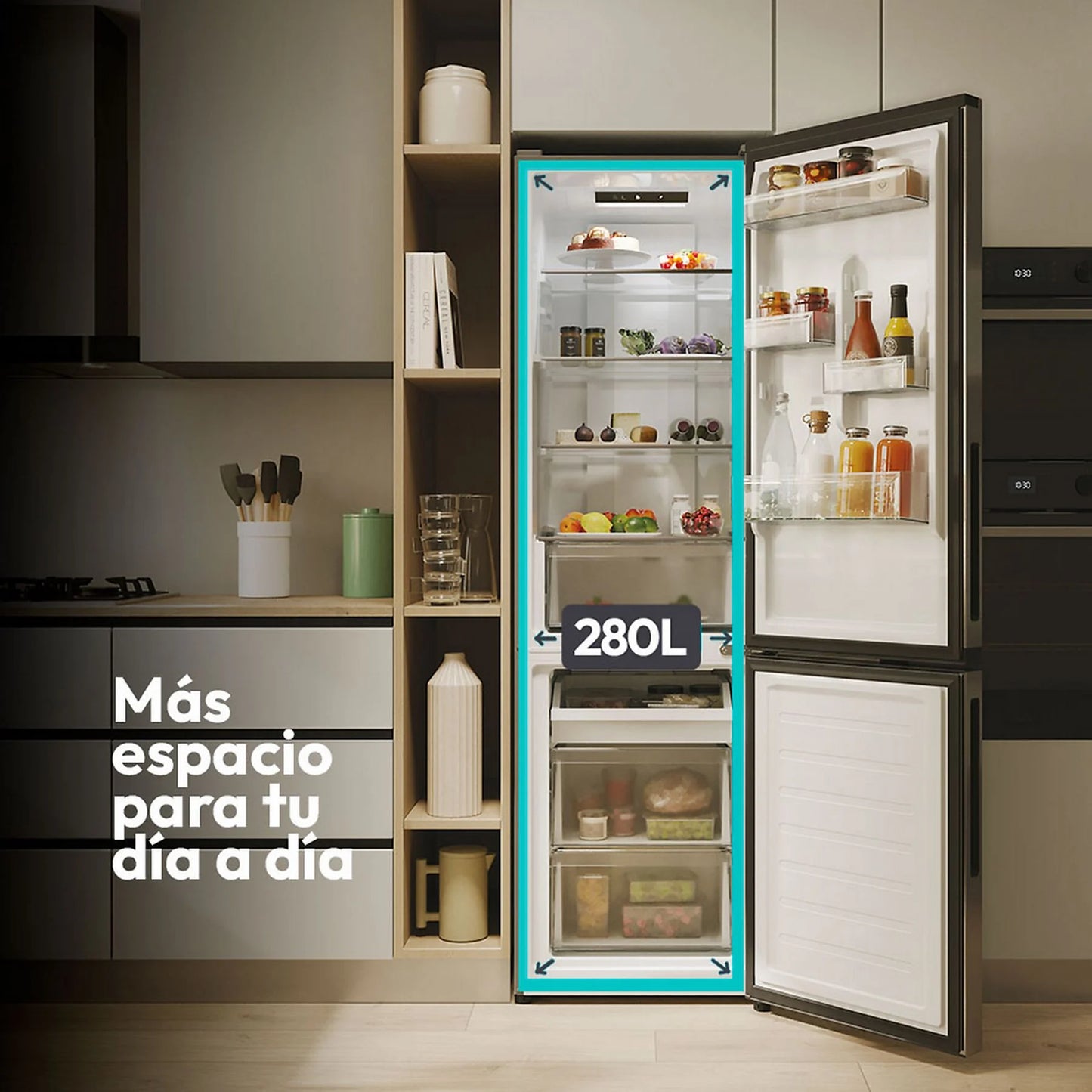 Frigorífico Combi Candy CNCQ2T518EX - 279L, 182.5 cm Alto, Ancho 55 cm, No Frost, Gris Acero