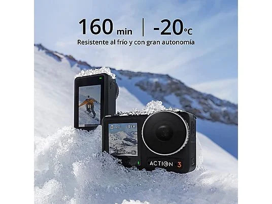 Videocámara deportiva DJI Osmo Action 3 Adventure Combo - 4K, 120 fps, Sumergible 16m, 3 Baterías, Negro