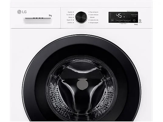 Lavadora LG F4X1009NWK - 9 kg, 1400 rpm, AI Direct Drive™, Steam™, Blanco Marfil