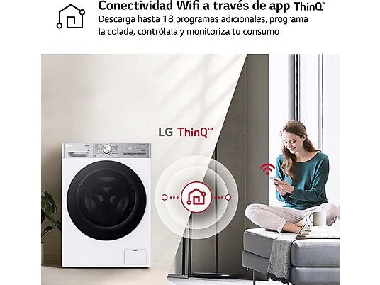 Lavadora LG F4WR9009A2W Serie 900 - 9 kg, 1400 rpm, AI Direct Drive™, TurboWash™360˚, Blanco
