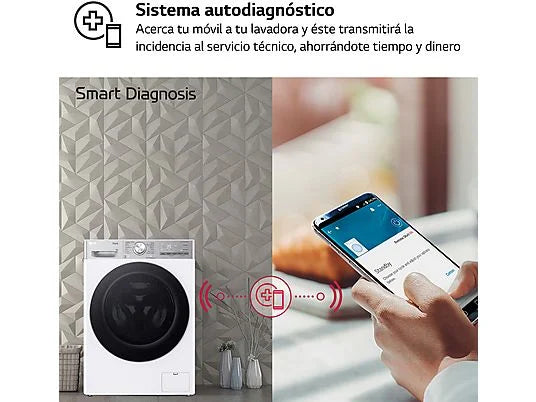 Lavadora LG F4WR9009A2W Serie 900 - 9 kg, 1400 rpm, AI Direct Drive™, TurboWash™360˚, Blanco
