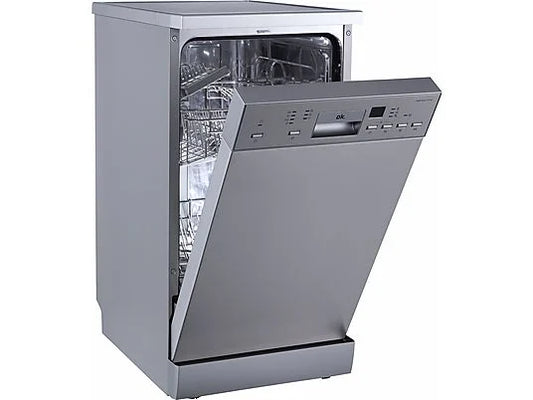Lavavajillas OK. ODW 4551-1 E FS - 45 cm, 7 programas, plata, libre instalación