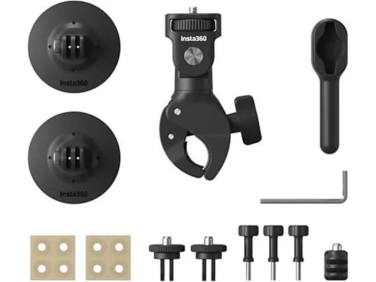 Kit de Montaje en Moto Insta360 - CINSAAVY, Incluye Abrazadera y Adhesivos Flexibles, Negro