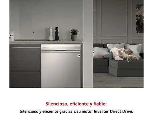 Lavavajillas LG DF365FPS - 60 cm, 14 servicios, 10 programas, QuadWash™, vapor, acero inoxidable