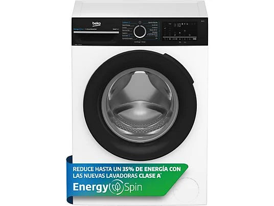 Lavadora Beko BM3WFU41041W Energy Spin - 10 kg, 1400 rpm, Clase A, Motor ProSmart Inverter, Blanco