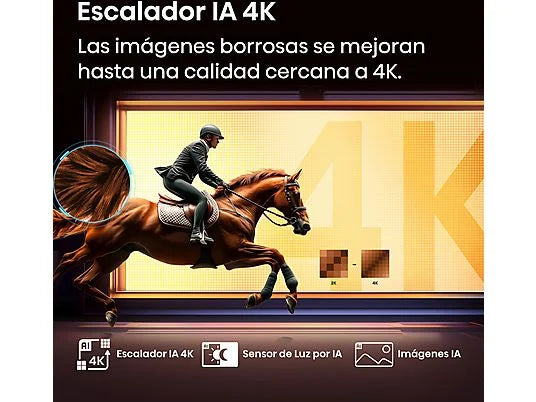 Hisense TV QLED 50" 4K UHD (50E7Q) con IA 4K Upscaler, Modo Juego Plus y Sensor de Luz - Color Negro