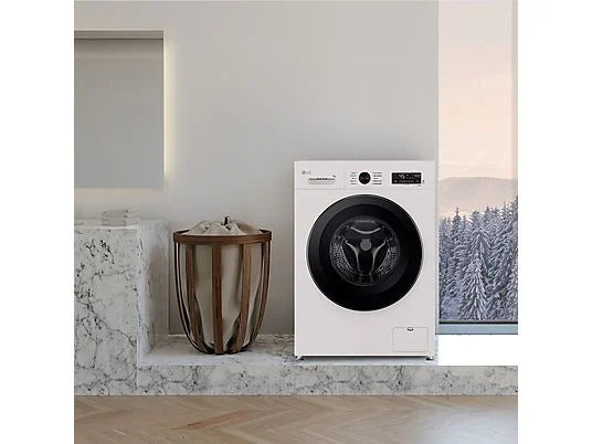 Lavadora LG F4X1009NWK - 9 kg, 1400 rpm, AI Direct Drive™, Steam™, Blanco Marfil