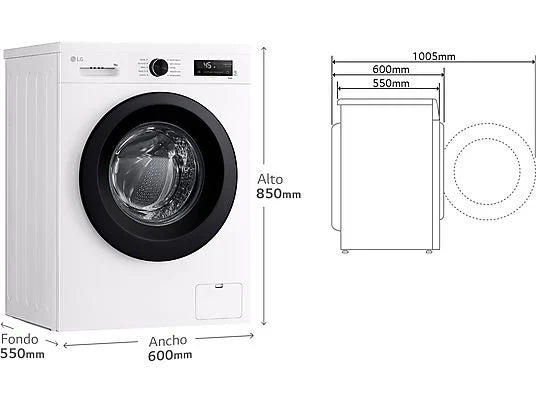 Lavadora LG F4X1009NWK - 9 kg, 1400 rpm, AI Direct Drive™, Steam™, Blanco Marfil