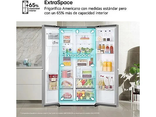 Frigorífico Americano LG GSLC41PYPE - 638L, 179 cm, No Frost, Disp. Agua y Hielo, Inox Antihuellas