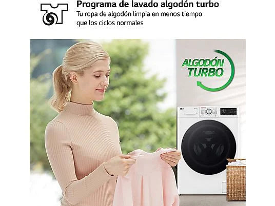 Lavadora LG F4WR5509A1W Serie 550 - 9 kg, 1400 rpm, AI Direct Drive™, Autodosificador, Blanco