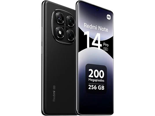 Xiaomi Redmi Note 14 Pro 5G (256 GB) en Negro Medianoche con 8 GB de RAM, pantalla 6.67" AMOLED 1.5K, procesador MediaTek Dimensity 7300-Ultra y batería de 5110 mAh