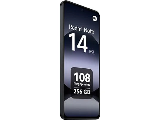 Xiaomi Redmi Note 14 5G (256GB) en Negro Medianoche con pantalla 6.67" AMOLED FHD+, 8GB de RAM, procesador MediaTek Dimensity 7025-Ultra y batería de 5110 mAh