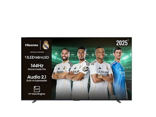 Hisense TV Mini LED 100" 4K UHD (100U7Q) con Subwoofer Integrado, 144 Hz, Hi-View IA Pro, Dolby Vision IQ y Dolby Atmos - Color Negro