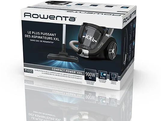 Aspirador sin bolsa Rowenta Compact Power XXL RO4B25 - 900W, 2.5L, Filtración Ciclónica, 8.8 m Radio de Acción, Negro