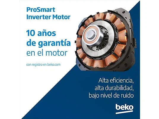 Lavadora Beko BM3WFU41041W Energy Spin - 10 kg, 1400 rpm, Clase A, Motor ProSmart Inverter, Blanco