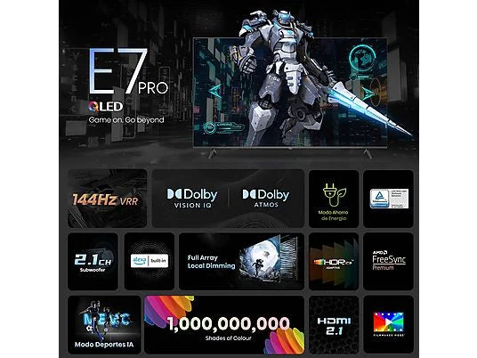 Hisense TV QLED 100" (100E7NQ Pro) con 144Hz, Dolby Vision IQ, Dolby Atmos, y Subwoofer Integrado - Color Negro