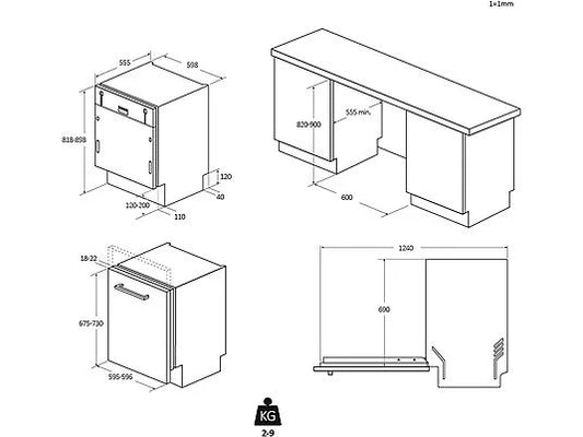 Lavavajillas integrable Candy Rapidó CI 3E7L0W2 - 60 cm, 13 servicios, 5 programas, Wi-Fi, motor Inverter