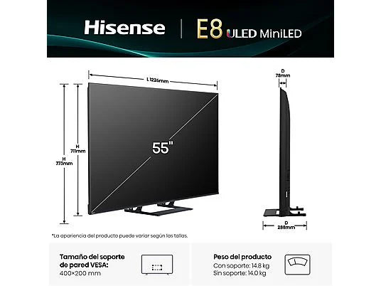 Hisense TV LED 65" 4K UHD (65A6Q) con IA 4K Upscaler, Modo Juego Plus y Control por Voz - Color Negro