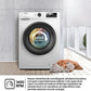 Lavadora LG F4X1008NWH - 8 kg, 1400 rpm, AI Direct Drive™, Steam™, ThinQ™, Blanco Marfil