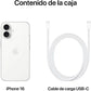 Apple iPhone 16 (128 GB) en Blanco con 5G, pantalla 6.1" Super Retina XDR, y Chip A18 Bionic