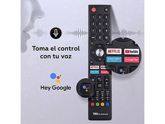 TD SYSTEMS TV DLED 40" Full HD (PRIME40C19GLE) con Smart TV, Google TV, y Control por Voz (Hey Google) - Color Negro