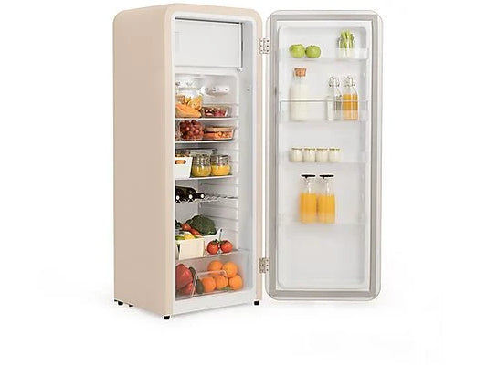 Frigorífico Retro CREATE 281L - 160 cm Alto, Una Puerta, Estilo Años 50, Beige