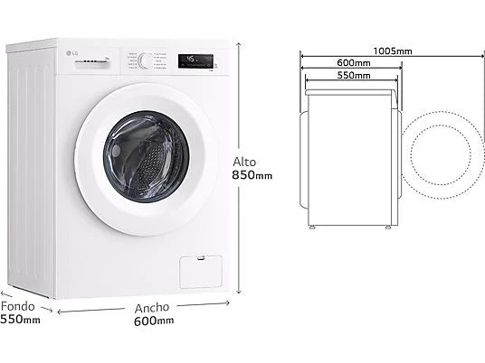 Lavadora LG F4X1008NWH - 8 kg, 1400 rpm, AI Direct Drive™, Steam™, ThinQ™, Blanco Marfil