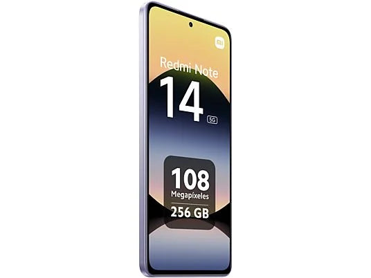 Xiaomi Redmi Note 14 5G (256GB) en Morado Lavanda con pantalla 6.67" AMOLED FHD+, 8GB RAM, procesador MediaTek Dimensity 7025-Ultra y batería de 5110 mAh