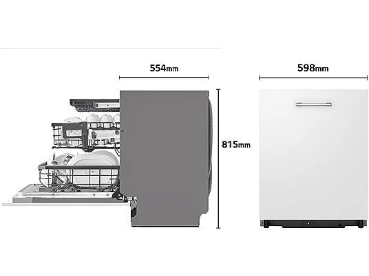 Lavavajillas integrable LG DB365TXS - 60 cm, 14 servicios, 10 programas, QuadWash™, inox