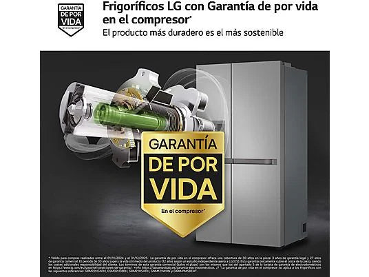 Frigorífico Americano LG GSLC41PYPE - 638L, 179 cm, No Frost, Disp. Agua y Hielo, Inox Antihuellas