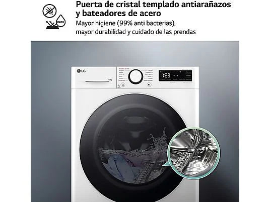 Lavadora LG F4WR6010A0W Serie 600 - 10 kg, 1400 rpm, Clase A, AI Direct Drive™, Blanco